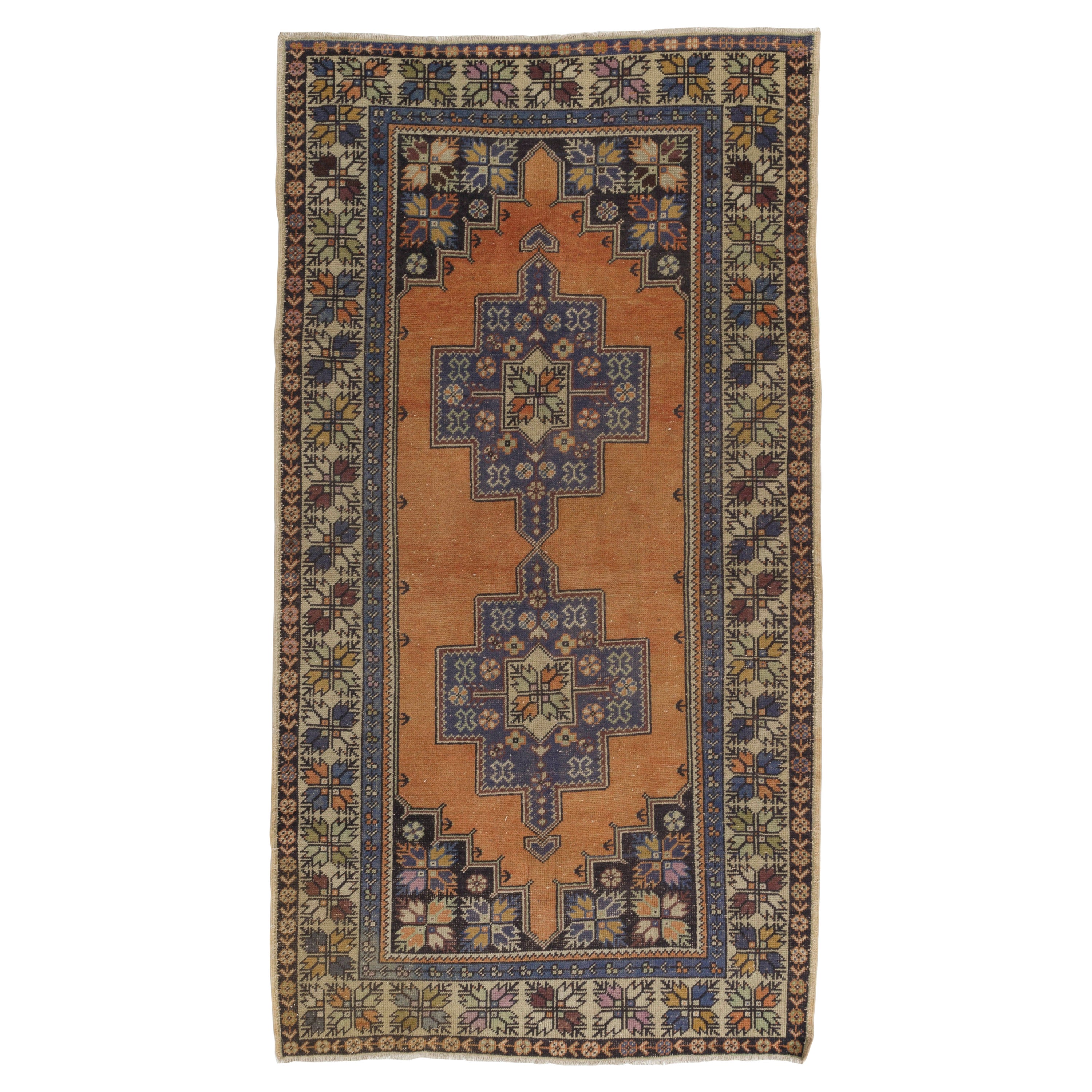 4.6x8.5 Ft Traditional Mid Century Hand Knotted Turkish Area Rug with Wool Pile For Sale