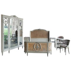 French Provence Style Bedroom Set, Cane Bed, Louis XVI Style