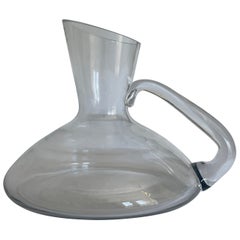 Late 20th Century Oblique  Glass Wine Carafe / Decanter with Handle