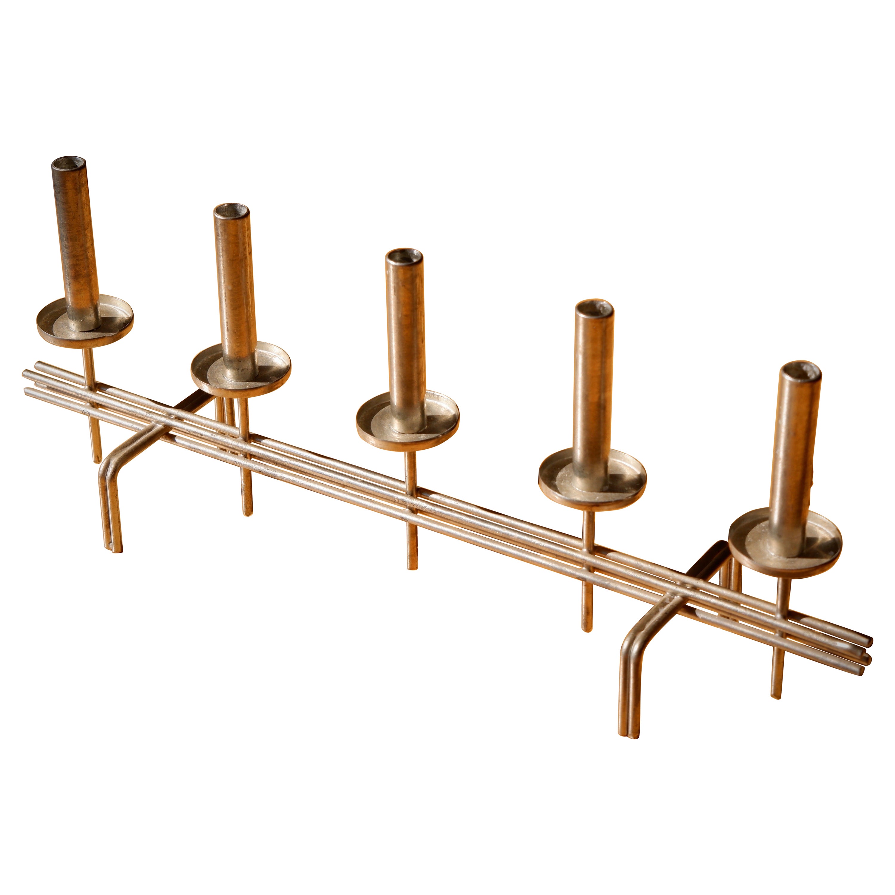 Paavo Tynell Candelholder circa 1960, Nikel Brass