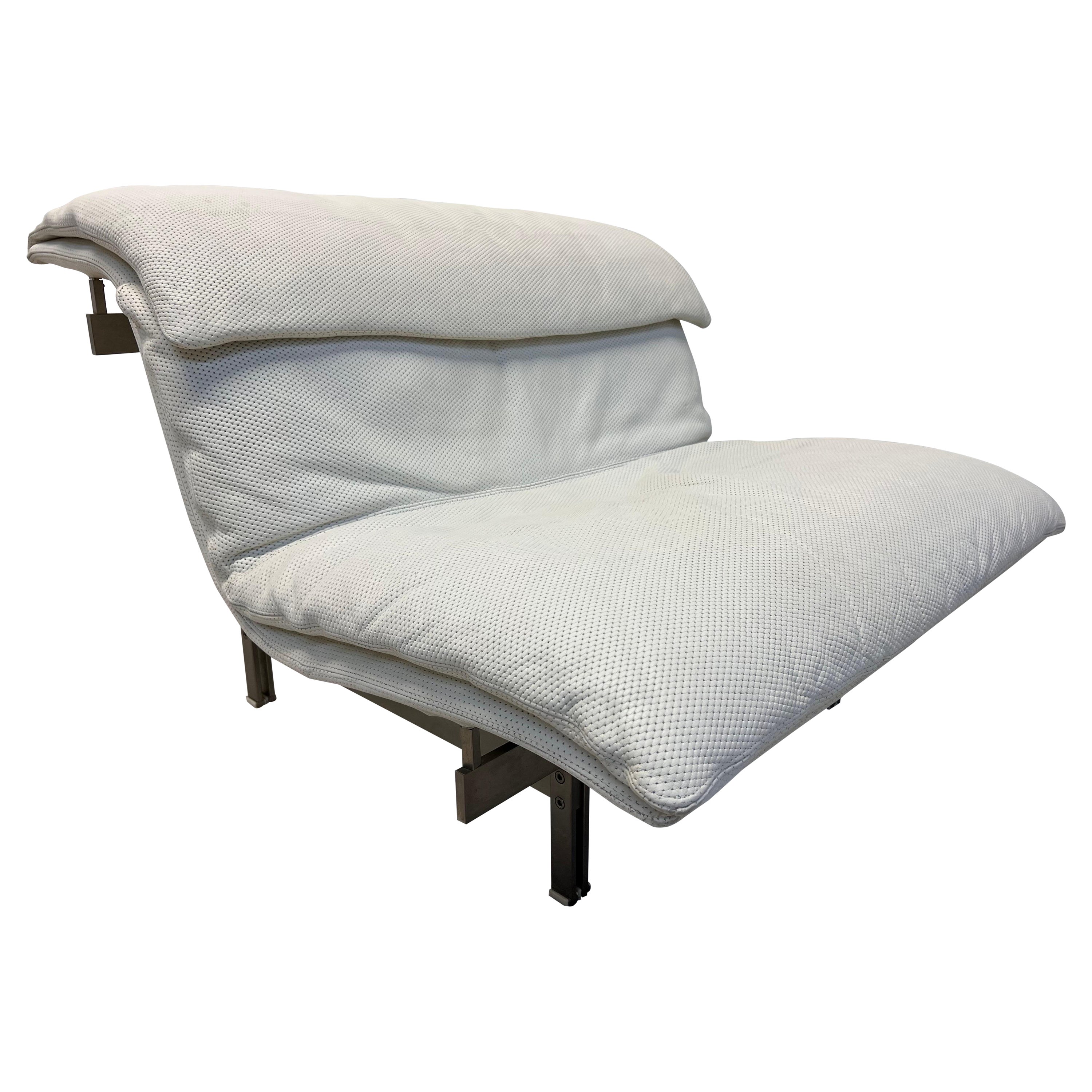 Giovanni Offredi White Leather Onda Wave Lounge Chair for Saporiti