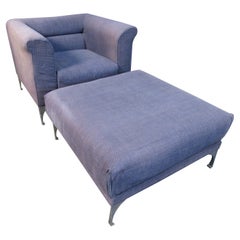 Conjunto de Silla Club y Otomana Moderna de Mitad de Siglo