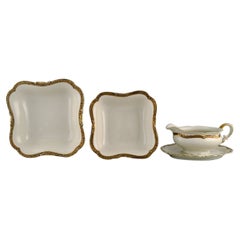 Kpm, Berlin, Royal Ivory Sauce Boat and Two Bowls in Cream-Colored Porcelain