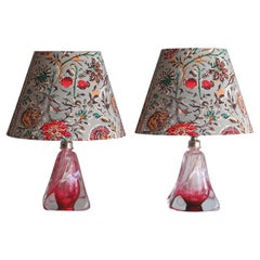 2 Table Lamps, Val Saint Lambert, Belgium 1950-1960