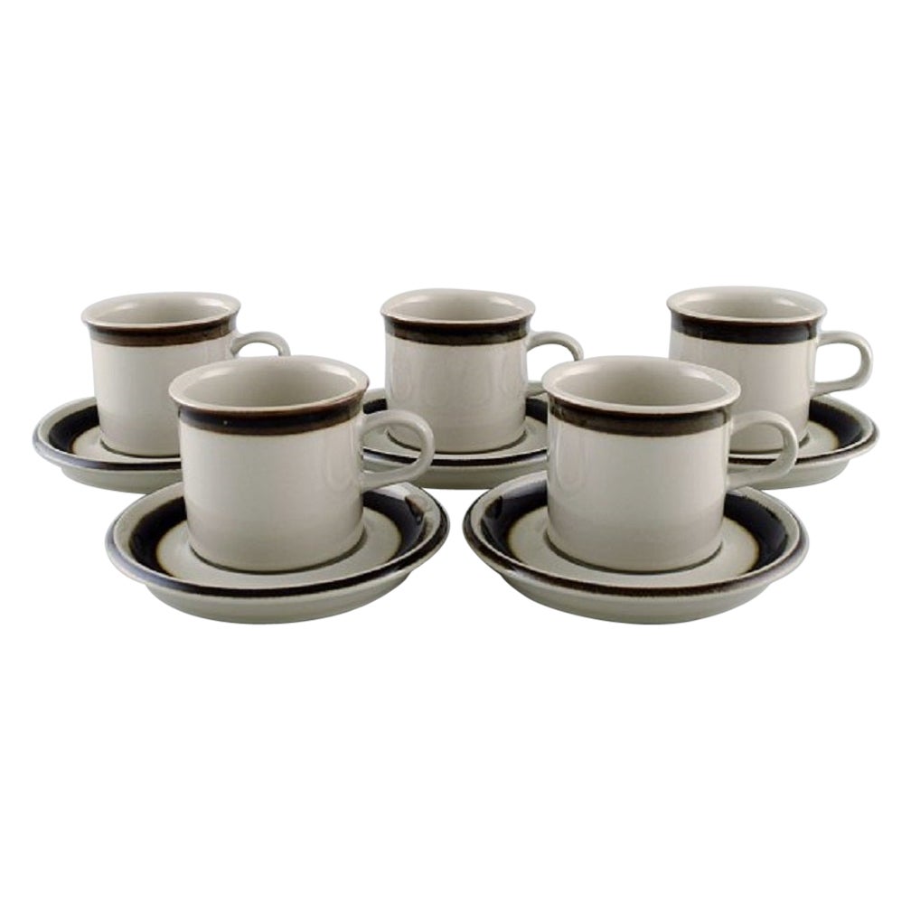 Anja Jaatinen-Winqvist for Arabia, Five Karelia Coffee Cups with Saucers For Sale
