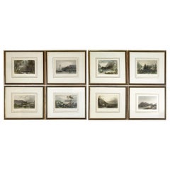 Set of Eight English Hand Colored Steel Plate Prints of American Scenery 1840
