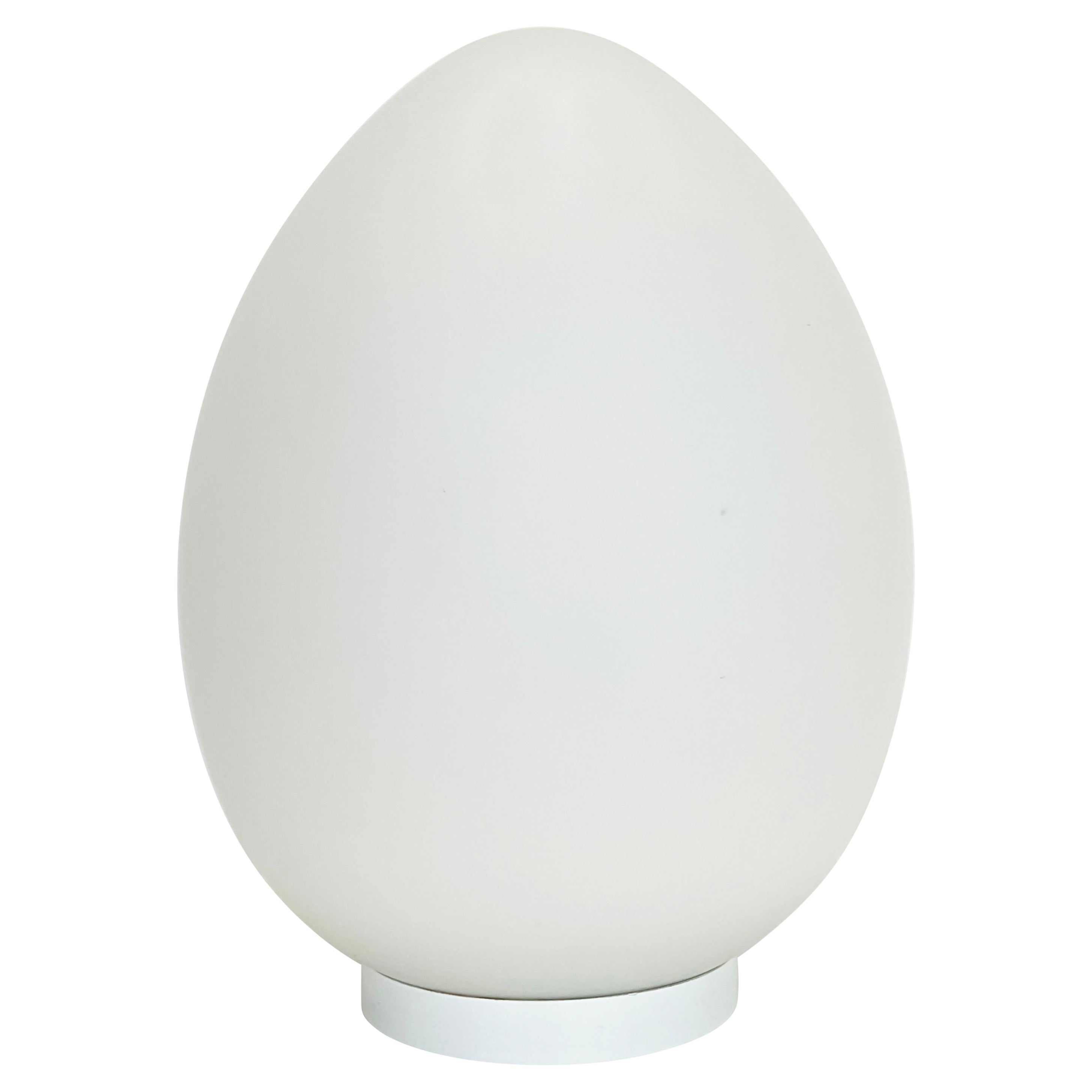1960s Italian Frosted Glass Laurel Egg Lamp on Metal Base
