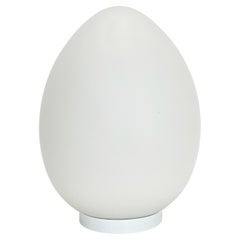 1960s Italian Frosted Glass Laurel Egg Lamp on Metal Base