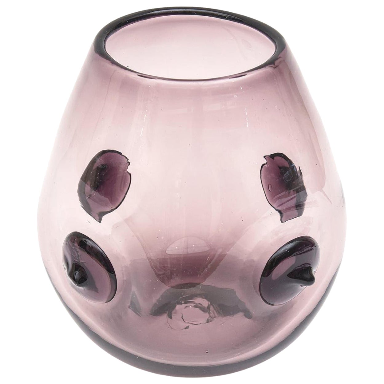 Vintage Wayne Husted for Blenko Rare Purple Glass Vase with Nipple Protrusions