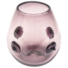 Wayne Husted pour Blenko vase vintage rare en verre violet avec reflets de craquelures