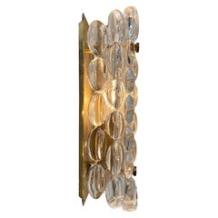 Crystal & Gilt Brass Wall Sconce by Carl Fagerlund for Orrefors Sweden