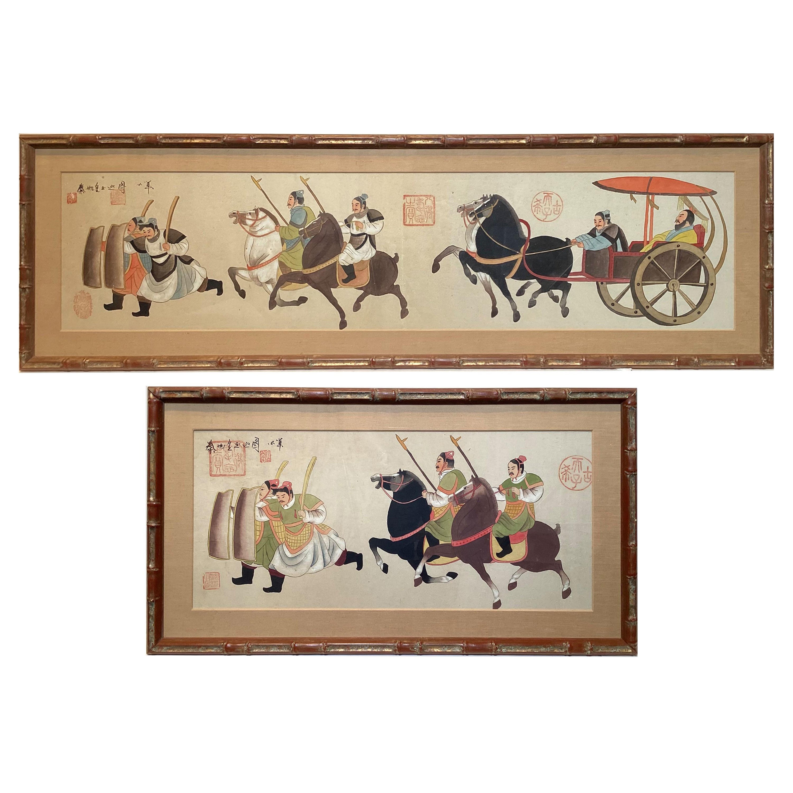 RARE OLD 19TH CENTURY ORIGINAL CHINESE CHARIOT WOODBLOCK UNSIGNED 