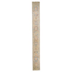 Traves de Mesa de Lana Floral Hecho a Mano Mahal Moderno Beige