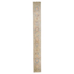 Beige Modern Mahal Handmade Floral Wool Runner