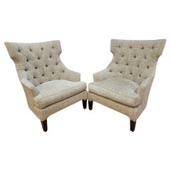 Vintage Designer Oversized Wingback Lounge Chairs by Marge Carson
