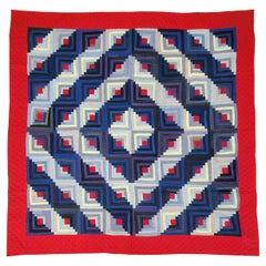 19thc Wool Log Cabin Quilt from Pennsylvania