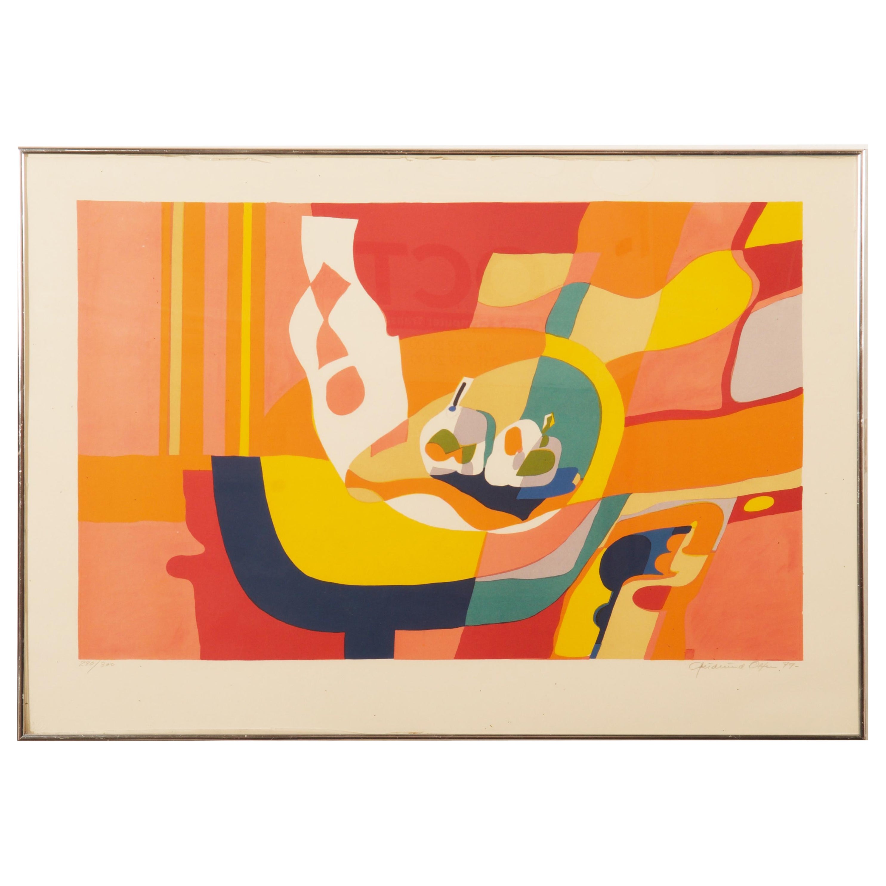Gudmund Olsen Composition Color Lithograph For Sale