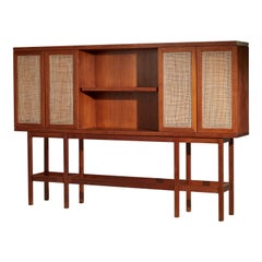 Cabinet Made in Teak and Cane Panels Attributed to Augusto Romano -Turin School