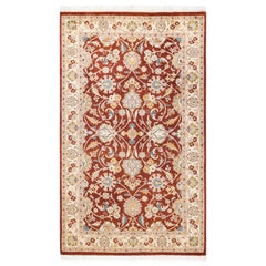 Handgeknüpfter orientalischer Mogul-Teppich in Orange, Unikat