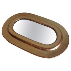 Vintage Oval Mirror in Copper, 1970-1980 Italy