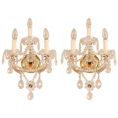 Crystal Wall Sconces Lamps Flowers French 3 Light Prisms Baccarat Style Baroque