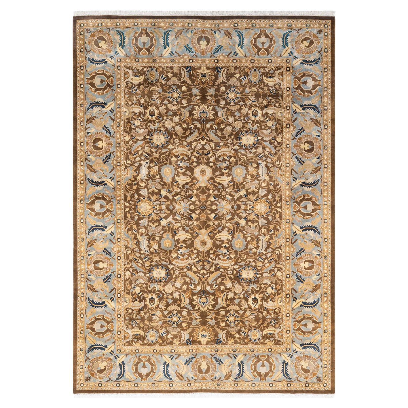 Einzigartiger handgeknüpfter Orientteppich Mogul Brown Area Rug
