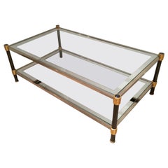 Gun Metal and Gilt Metal Coffee Table, French Work, Circa 1970