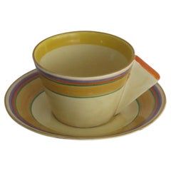 Clarice Cliff Cup and Saucer Conical Banded Bizarre Ptn Art Deco, circa 1930