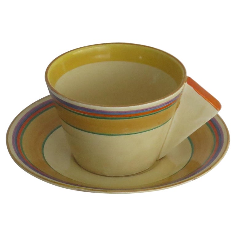 Clarice Cliff Cup and Saucer Conical Banded Bizarre Ptn Art Deco, circa  1930 at 1stDibs