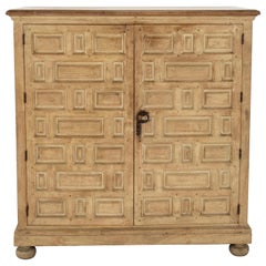 Circa 17th Pyrenees Style Bleached Wooden Cabinet with Multi Paneled Front