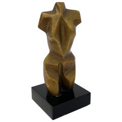 Adriana Banfi Brazilian Postmodern Geometric Bronze Female Torso Sculpture