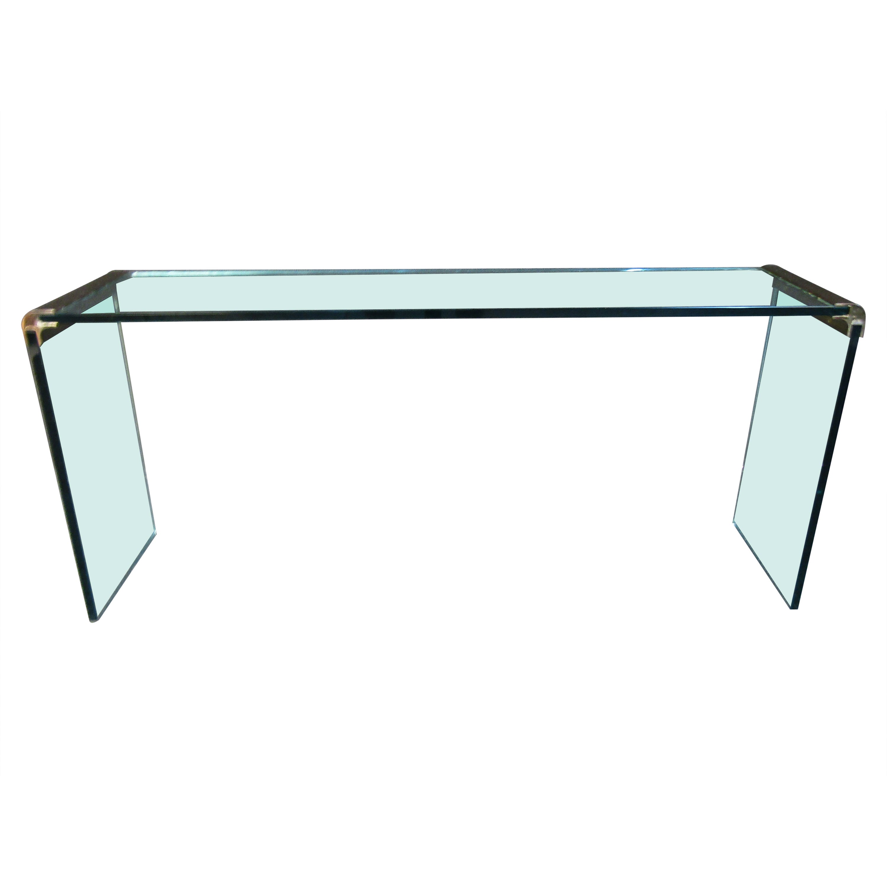 Vintage Glass Console Table by Pace