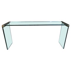 Vintage Glass Console Table by Pace