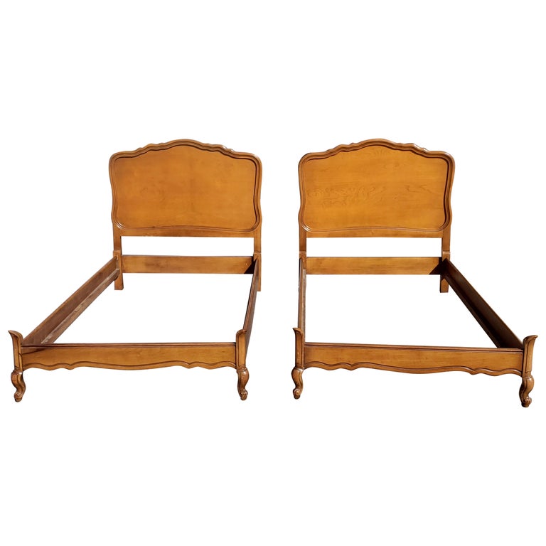 White Furniture French Provincial Maple Twin Bedframes - a Pair For Sale