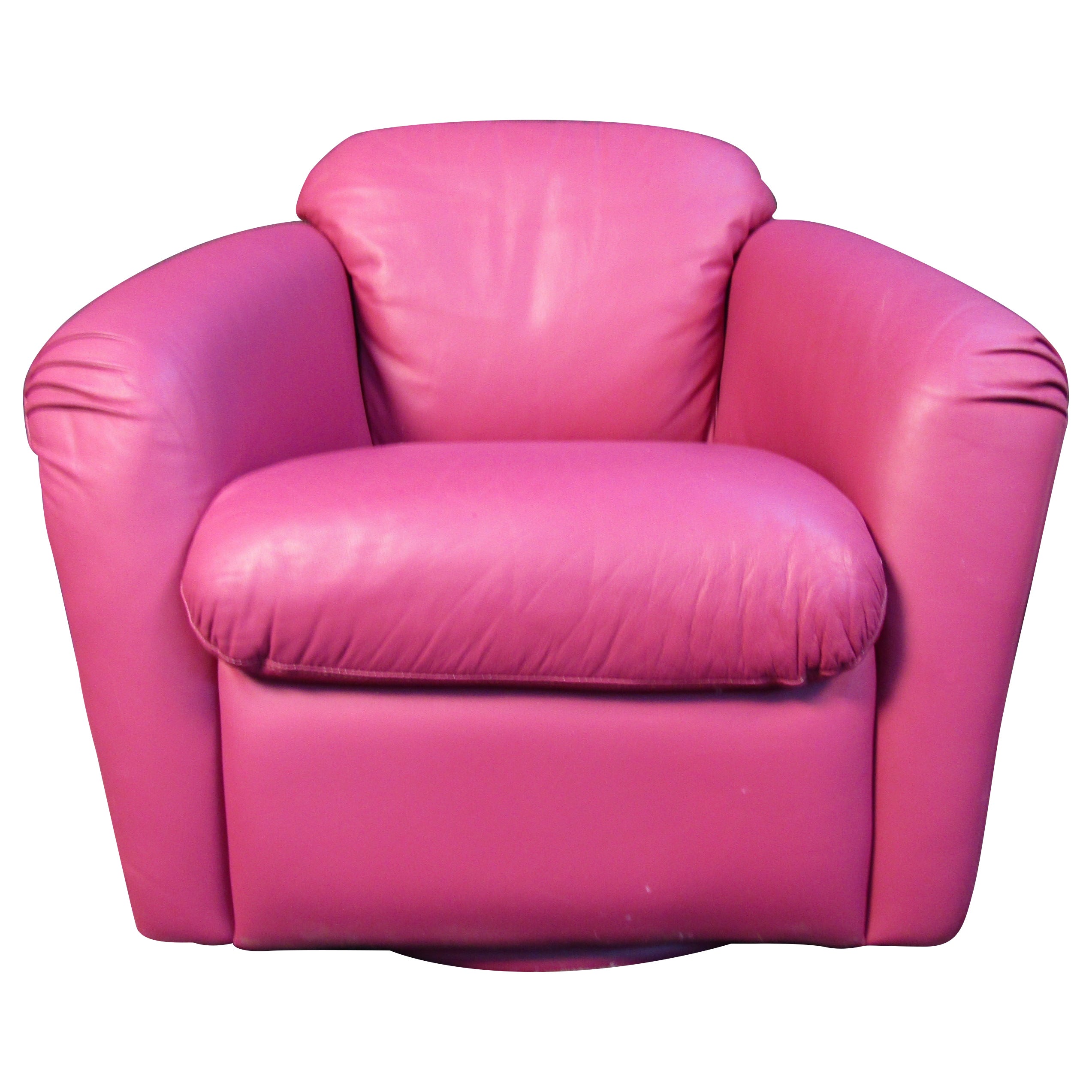 Mid-Century Pink Lounge Swivel Chair