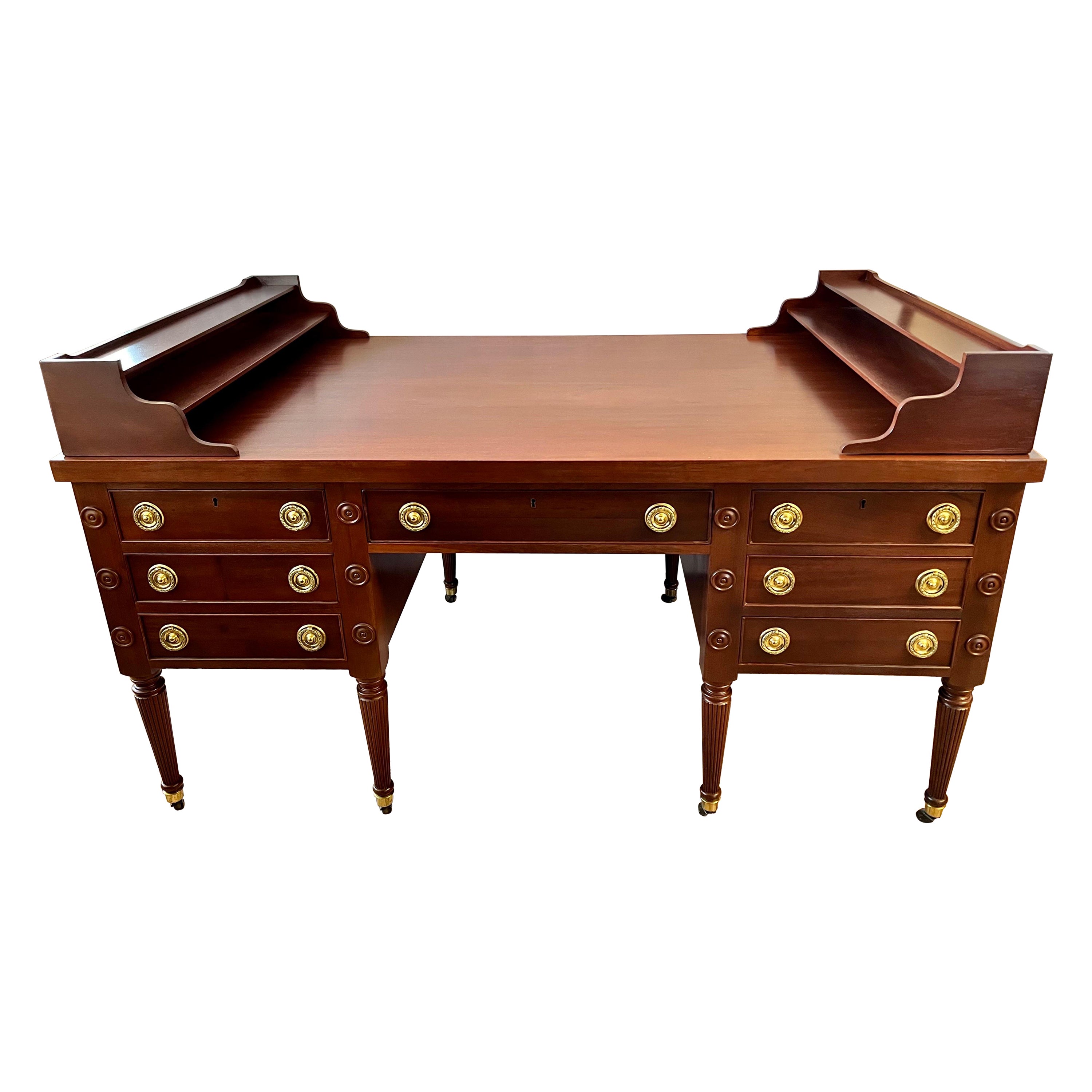 Vintage Federal George Washington Sheraton Style Mahogany Executive Desk