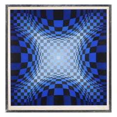 Blue Geometric Print by Victor Vasarely Ond-LZ, from Gaia