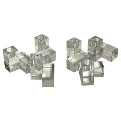 6 bougeoirs cubistes de Baccarat 