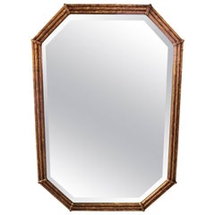 Vintage Gold Giltwood Bamboo-Esque Wall Mirror, circa 1960s