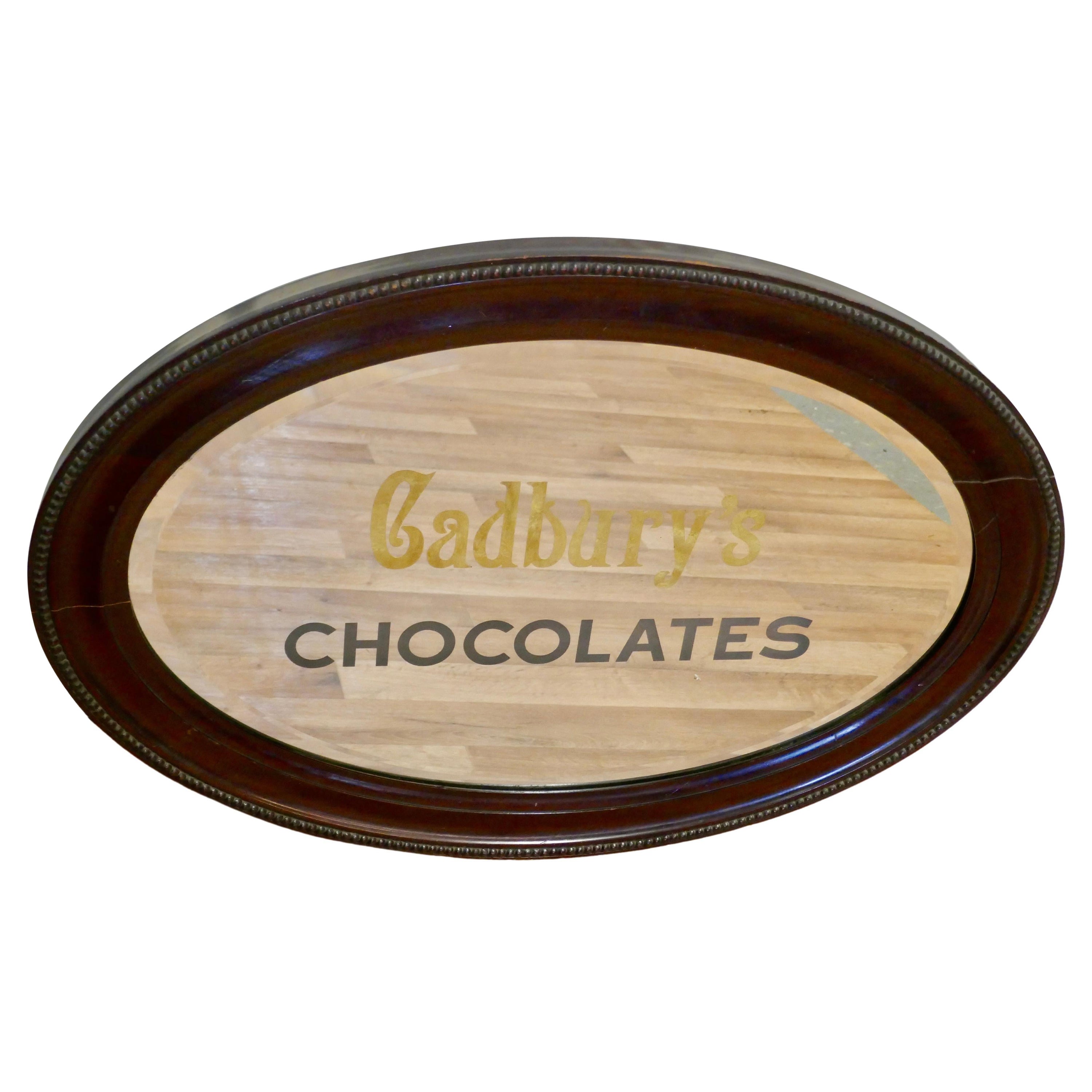 Miroir publicitaire édouardien Cadburys Chocolates