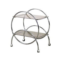 Vintage Glamour Art Déco Bar Cart Chrome & Smoked Glass from IKEA, 1970s