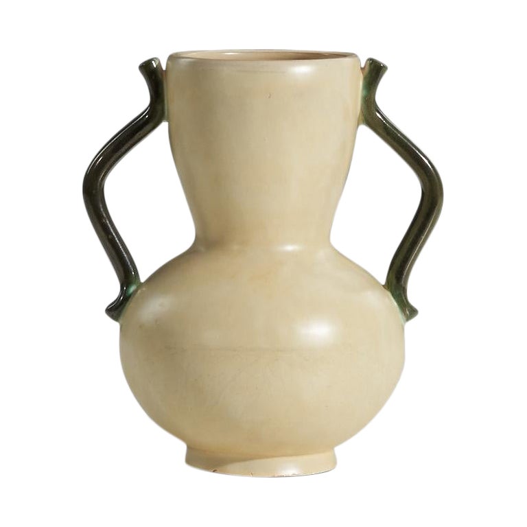 Anna-Lisa Thomson, Vase, Beige-Glazed Earthenware, Upsala-Ekeby Sweden 1940s
