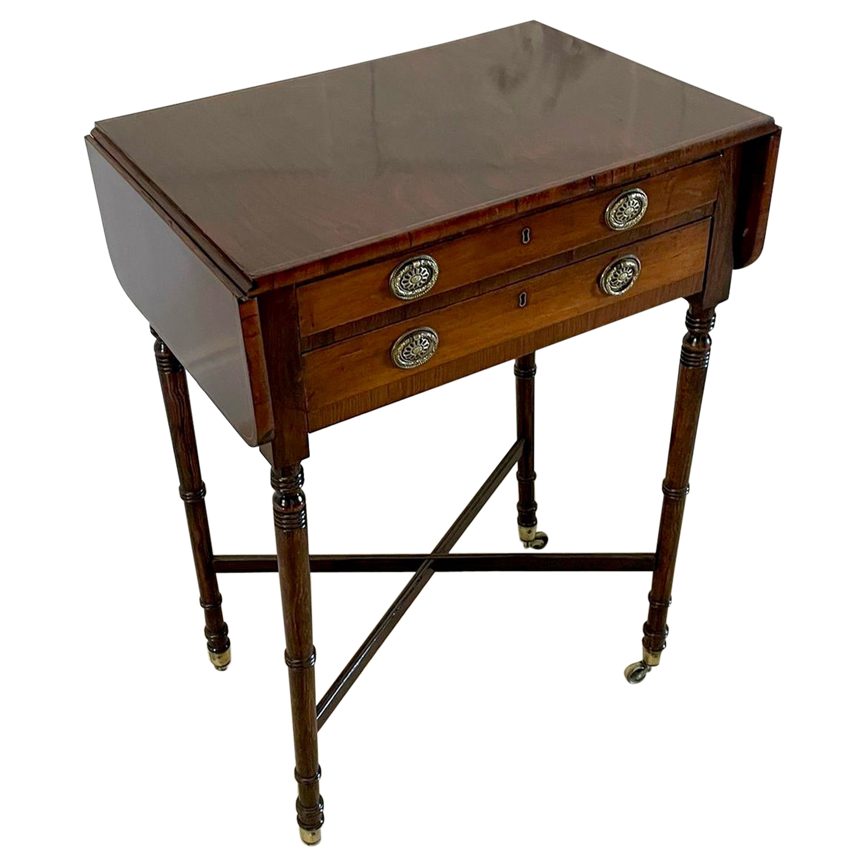 Antique Quality Rosewood Freestanding Drop Leaf Lamp Table by Druce & Co London For Sale