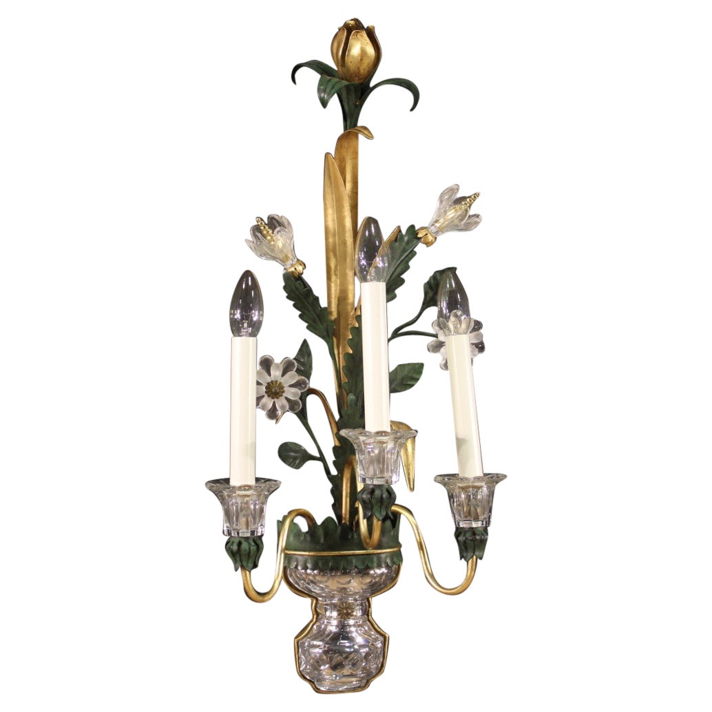 20th Century Crystal and Gold and Painted Metal Italian Wall Light, 1970