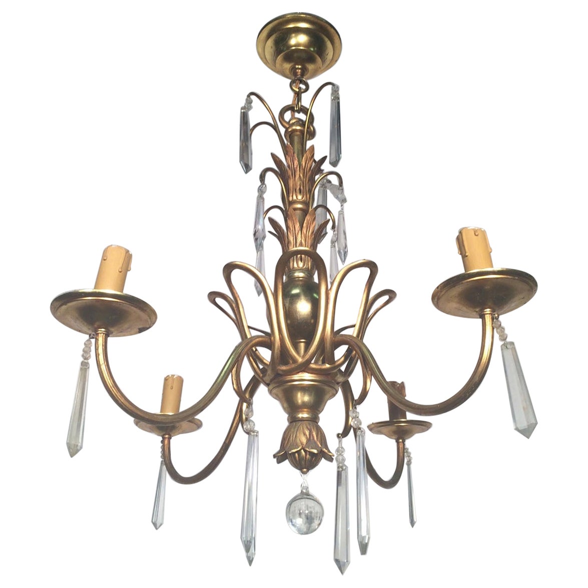 Bronze and Crystal Chandelier in the Style of Maison Baguès