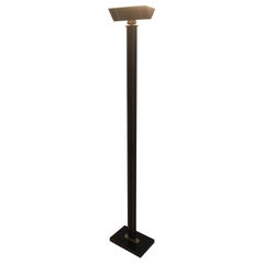 Black Lacquered and Brass Floor Lamp, French Work, Circa 1970