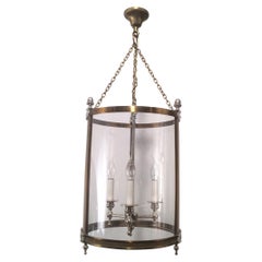 Neoclassical Brass and Silver Lantern with Strong Rounded Lucite