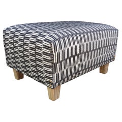 Contemporary Ottoman/Footstool in Black & White Textured Geometric
