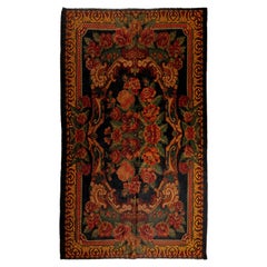 7.2x12 ft Hand-Woven Floral Bessarabian Kilim, Vintage Wool Rug from Moldova