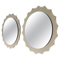 Pair of 2 Antonio Lupi Mid-Century Italian Sun Shaped Mirrors, 1960s